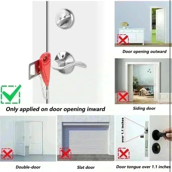 Portable Door Lock Home Security Door Lock Travel Hotel Home Apartment College - Picture 9 of 10